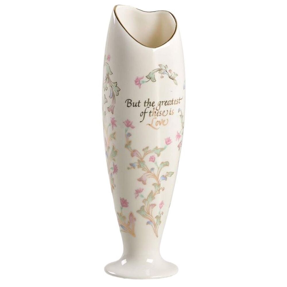 Lenox 8” porcelain Bud Vase “Love is” collection heart shaped rim.